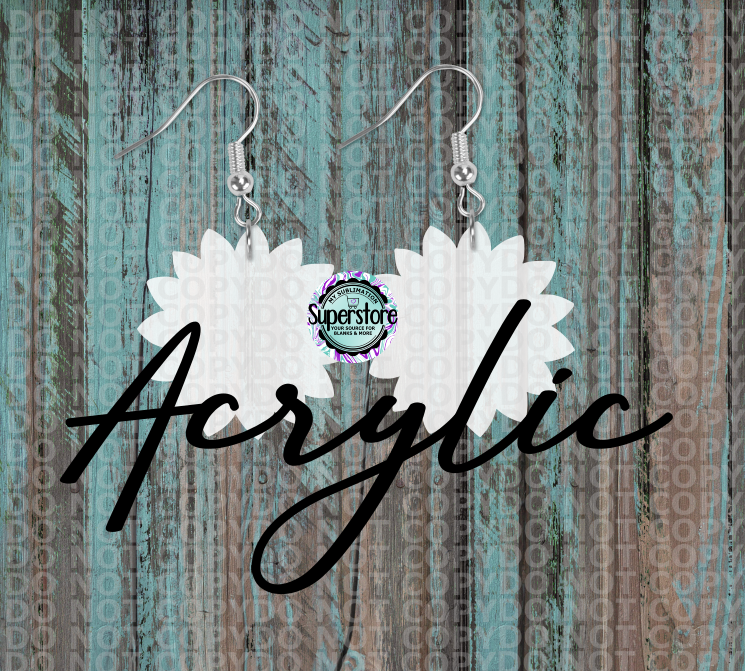 Clear Acrylic Sunflower Earrings 5 & 10 pairs - Sublimation Acrylic