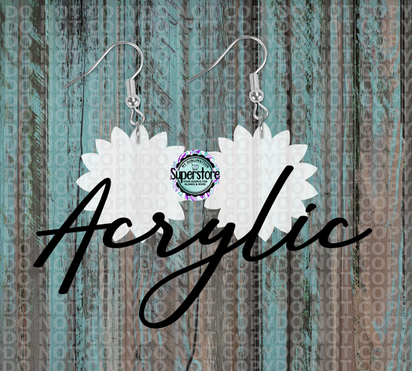 Clear Acrylic Sunflower Earrings 5 & 10 pairs - Sublimation Acrylic