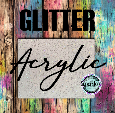 GLITTER Horizontial Rectangle -  With or Without Hole  - Sublimation Acrylic