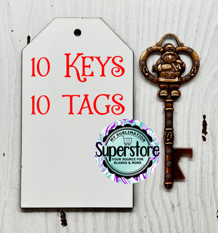 Combo Santa Keys and Tags - 10 of each - Sublimation Unisub tag