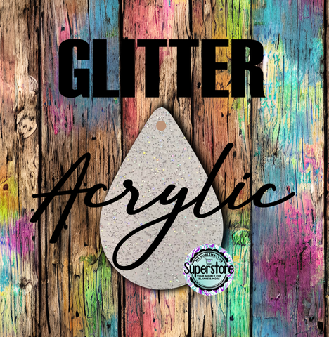 GLITTER Tear Drop -  With or Without Hole  - Sublimation Acrylic