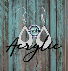 Clear Acrylic Open Tear Drop  Earrings -  5 & 10 pairs 1 - 1.5 & 2 inch size - Sublimation Acrylic