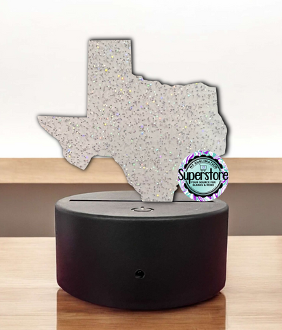 GLITTER Acrylic Texas Light Base Blank  - Sublimation Acrylic