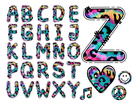 Digital Download - 30pc tie dye letter bundle - made for our blanks
