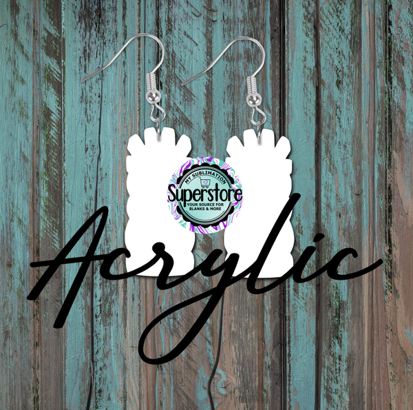 Clear Acrylic Tiki #1 -  Earrings -  5 & 10 pairs 1.5 & 2 inch size - Sublimation Acrylic