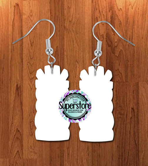 Tiki #1 earrings 2 sizes  1.5 / 2 inch -  BULK PURCHASE 10pair - Single sided MDF
