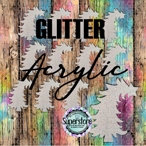 GLITTER Acrylic - Whimsical Tree - 10 or 20 count 1.5 & 2 inch size - Sublimation Acrylic