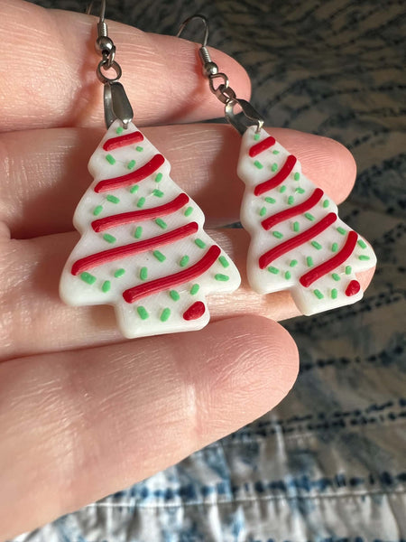 Christmas Tree earrings with hooks or without- 1.5 or 2 inch size - bulk options