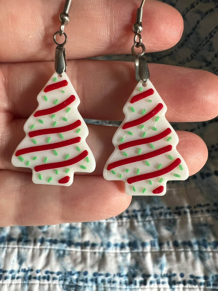 Christmas Tree earrings with hooks or without- 1.5 or 2 inch size - bulk options