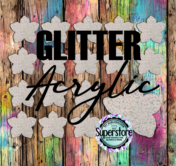 Glitter Acrylic Tropical Flower - Badge Reels - 10 or 20 count 1.5 & 2 inch size - Sublimation Acrylic