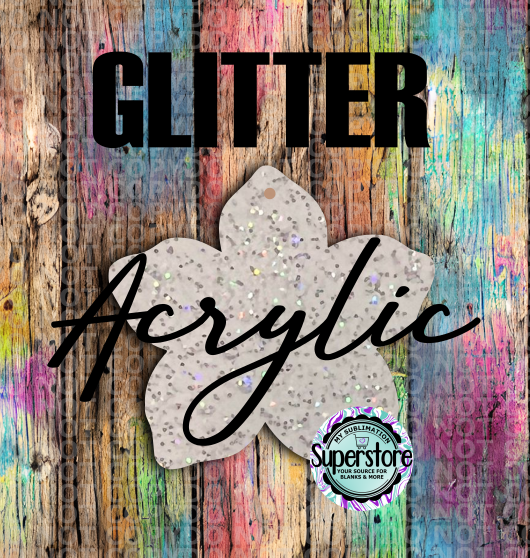 GLITTER Tropical Flower - With or Without Hole  - Sublimation Acrylic