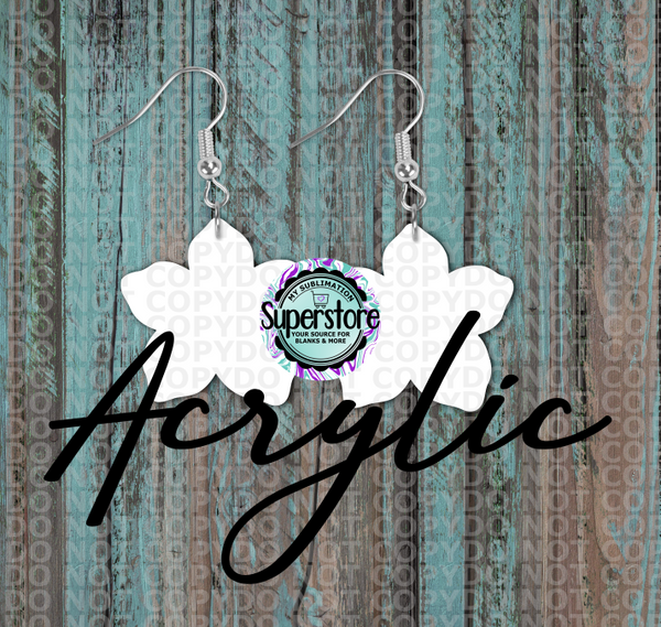 Clear Acrylic Tropical Flower -  Earrings -  5 & 10 pairs 1.5 & 2 inch size - Sublimation Acrylic