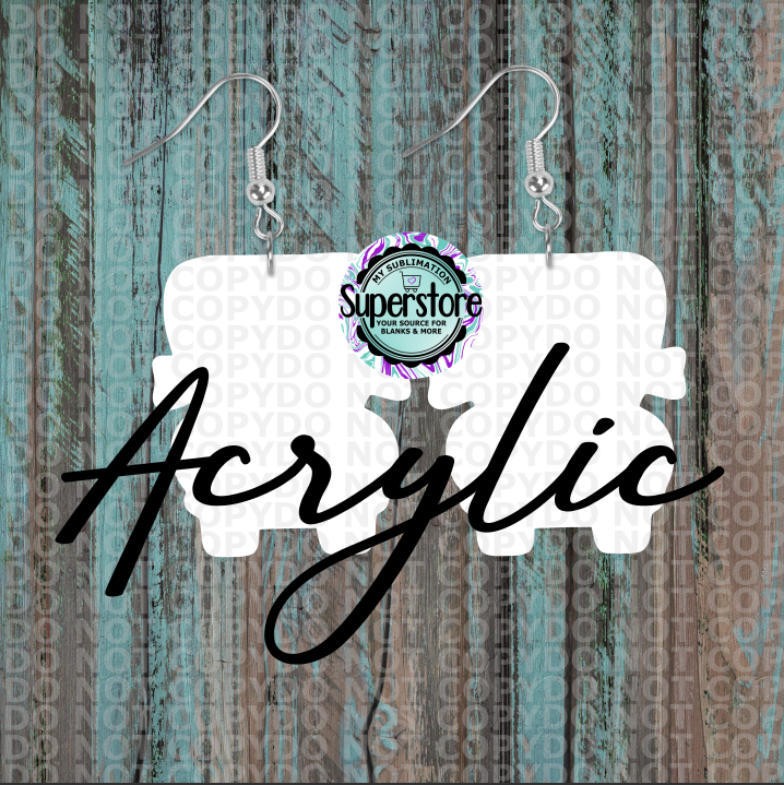 Acrylic Truck Earrings -   5 & 10 pairs 1.5 & 2 inch size - Sublimation Acrylic