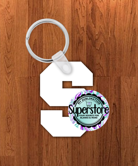 Varsity Letter S keychain - Single sided sublimation mdf blank 2.5 inch