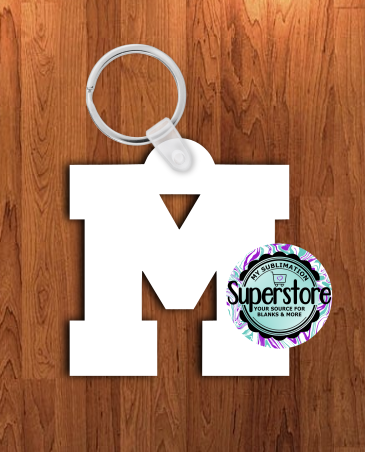 Varsity Letter M keychain - Single sided sublimation mdf blank 2.5 inch