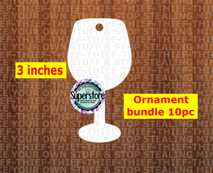 Wine glass with stem  - WITH hole - Ornament Bundle Price