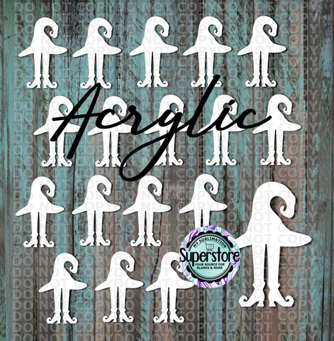 Acrylic Witch hat with legs  - 10 or 20 count 1.5 & 2 inch size - Sublimation Acrylic