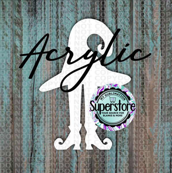 Clear Acrylic -  Witch Hat With Legs -  With or Without Hole  - Sublimation Acrylic