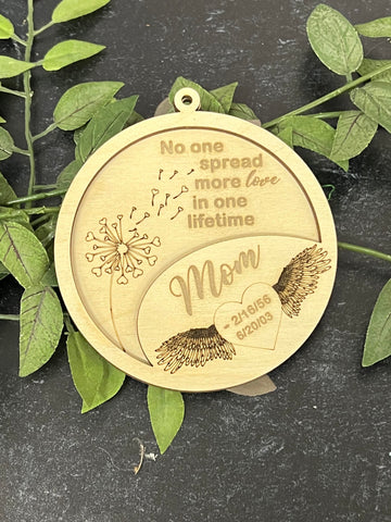 Engraved wood ornament - custom name and date - 2 layers