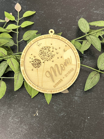 Engraved wood ornament - custom name and date - 2 layers