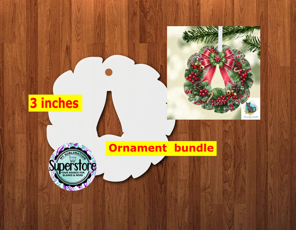 Bow Wreath - With Hole or NO HOLE Bundle - ornament bundle price - MDF sublimation blank