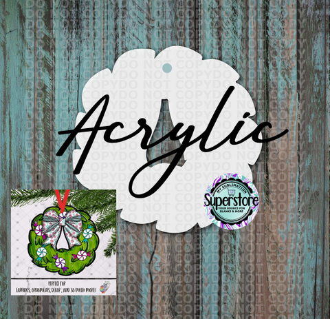 Clear Acrylic - Bow Wreath -  With or Without Hole  - Sublimation Acrylic