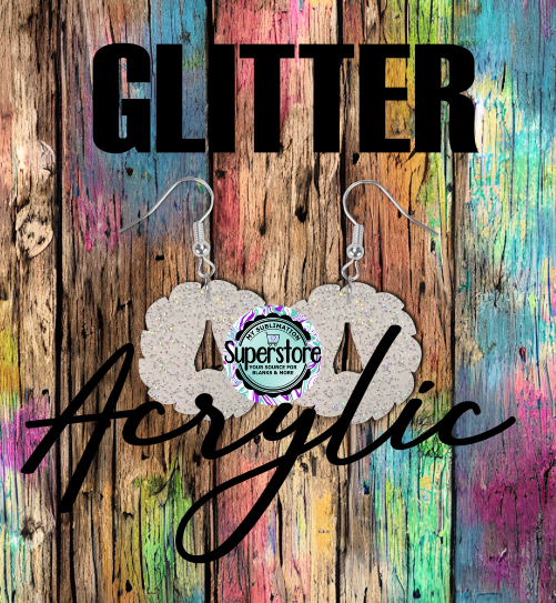 Glitter Acrylic Bow With Wreath -  Earrings - 5 & 10 pairs 1.5 & 2 inch size - Sublimation Acrylic