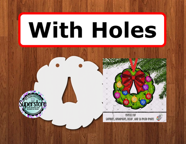 Bow Wreath - WITH holes - Sublimation Blank MDF