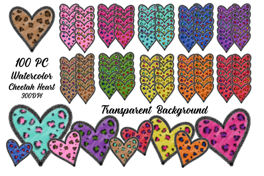 (Instant Print) Digital Download - 100pc BUNDLE Cheetah Heart