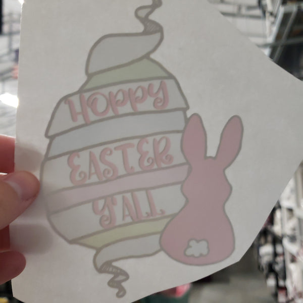 Hoppy Easter y'all pink bunny  - infant , toddler size  - screen print