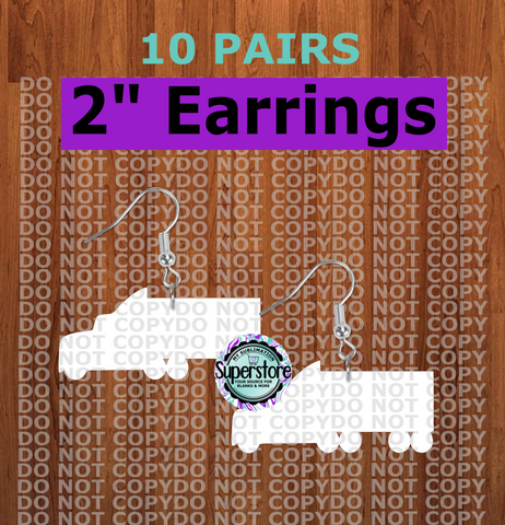 18 wheeler - earrings size  2 inch - BULK PURCHASE 10pair