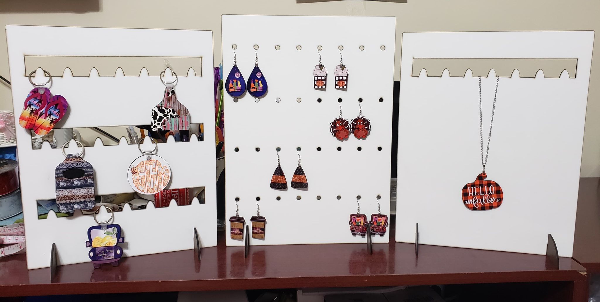 3 Display Stands for one price Keychain, Necklace & Earring -  Sublimation Blank  - 1 sided  or 2 sided options