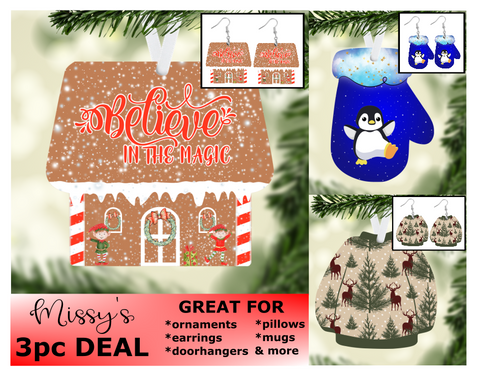 (Instant Print) Digital Download - 3pc Christmas bundle - House - Mitten - Sweater