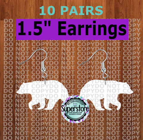 Bear earrings size 1.5 inch - BULK PURCHASE 10pair