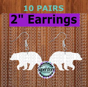 Bear earrings size 2  inch - BULK PURCHASE 10pair