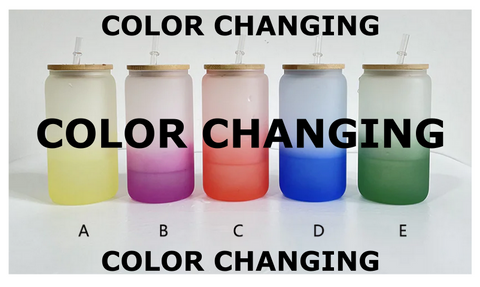 Color change 16oz glass cups - Fosted to color with cold drink