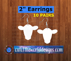 Cow head earrings size 2 inch - BULK PURCHASE 10pair