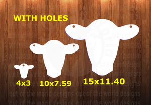 With holes - Cow head with holes - 3 sizes to choose from -  Sublimation Blank  - 1 sided  or 2 sided options