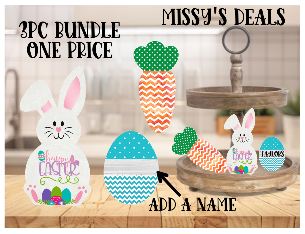 (Instant Print) Digital Download - 3PC  Easter bundle - bunny, egg & carrot - made for our blanks
