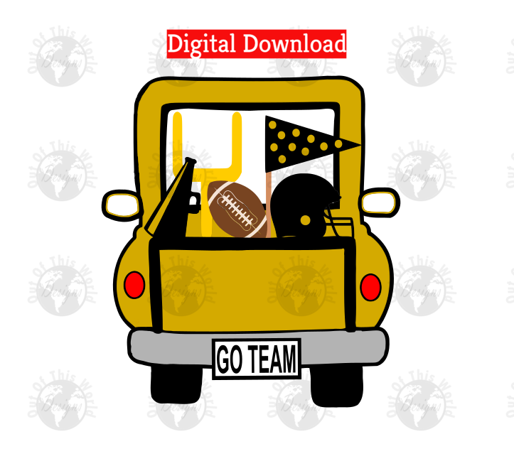 Gold Football Truck (Instant Print) Digital Download