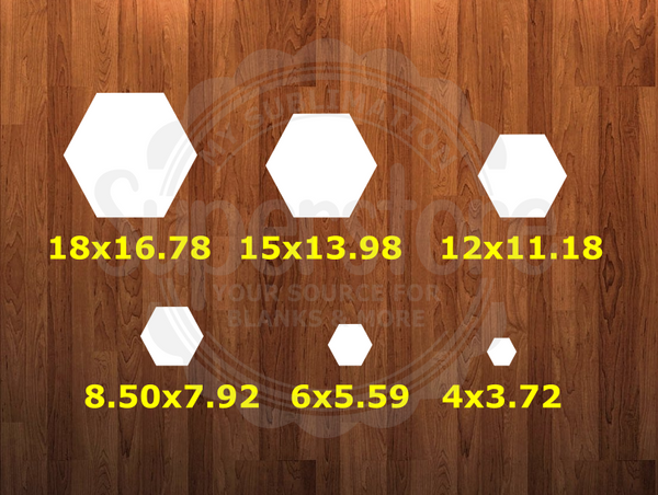 WithOUT holes - Hexagon shape - 6 different sizes - Sublimation Blanks