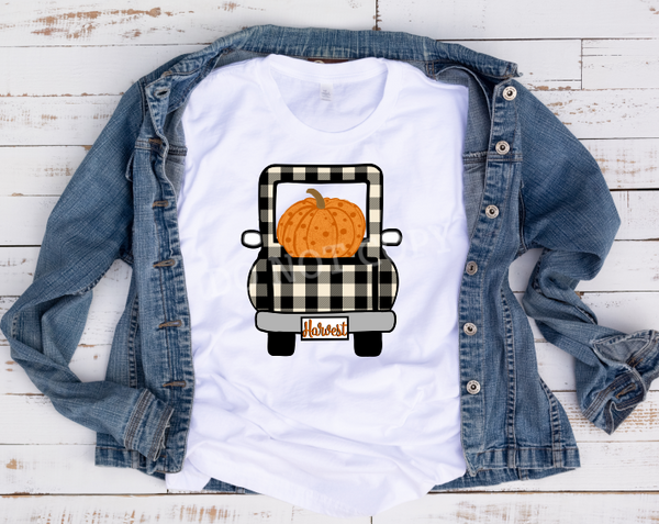(Instant Print) Digital Download - Plaid pumpkin Harvest truck