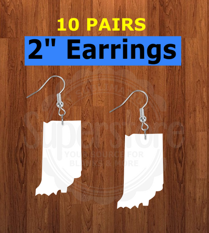 Indiana state earrings size 2 inch - BULK PURCHASE 10pair