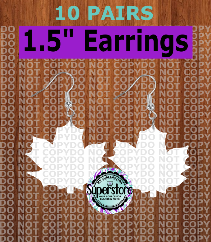 Leaf earrings size 1.5 inch - BULK PURCHASE 10pair