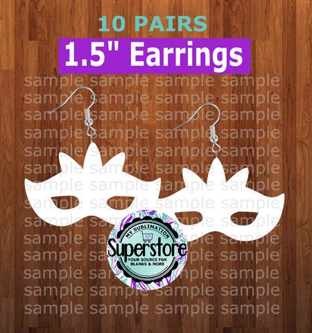Mardi gras mask earrings size 1.5 inch - BULK PURCHASE 10pair