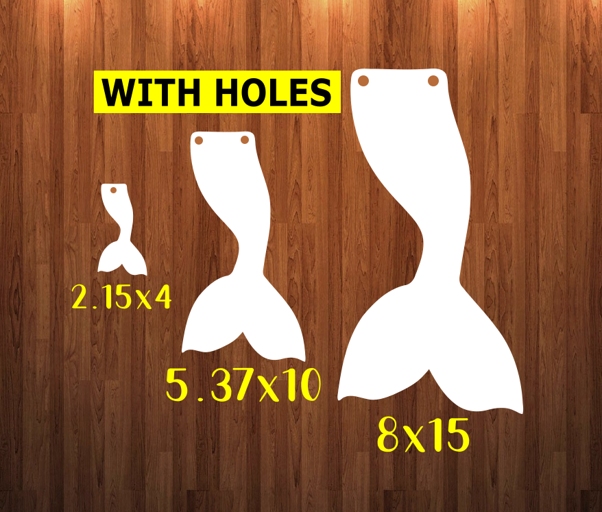 With HOLES - Mermaid tail - 3 sizes to choose from -  Sublimation Blank  - 1 sided  or 2 sided options