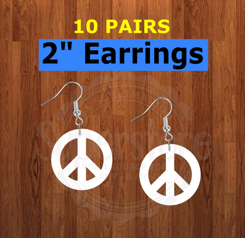 Peace sign earrings size 2inch - BULK PURCHASE 10pair