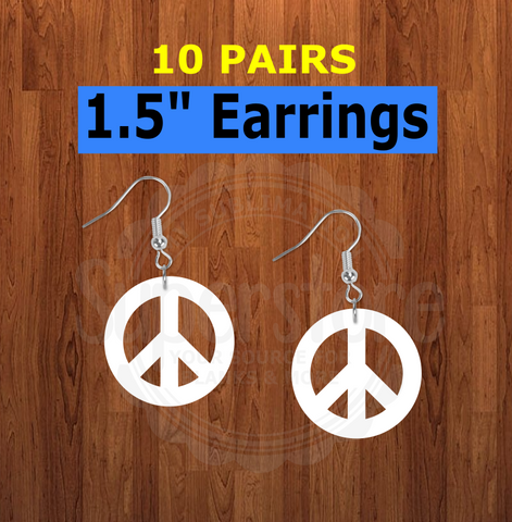 Peace sign earrings size 1.5inch - BULK PURCHASE 10pair