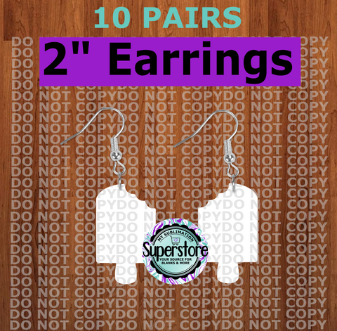 Popsicle earrings size 2 inch - BULK PURCHASE 10pair