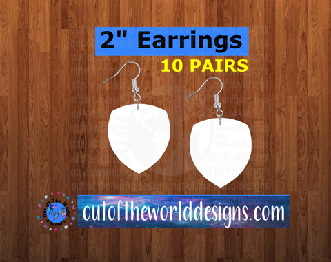 Shield earrings size 2 inch - BULK PURCHASE 10pair